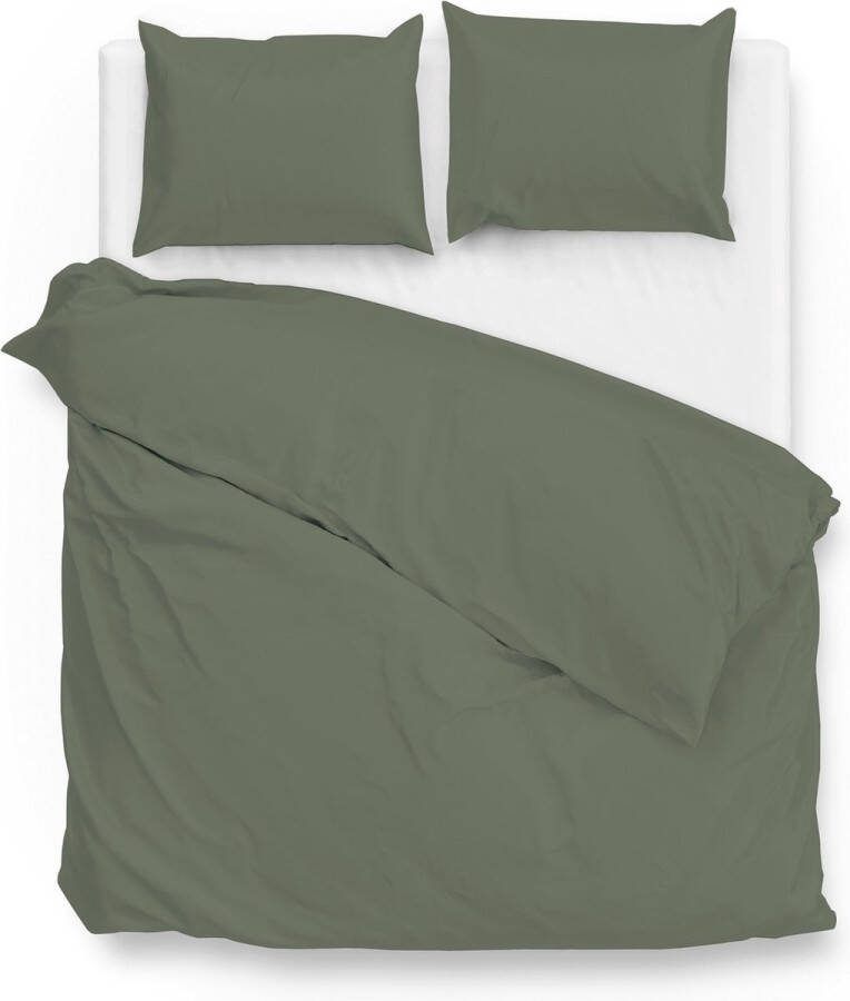 Zo!Home Zo Home Satinado Dekbedovertrekset Uni Katoen Satijn army green