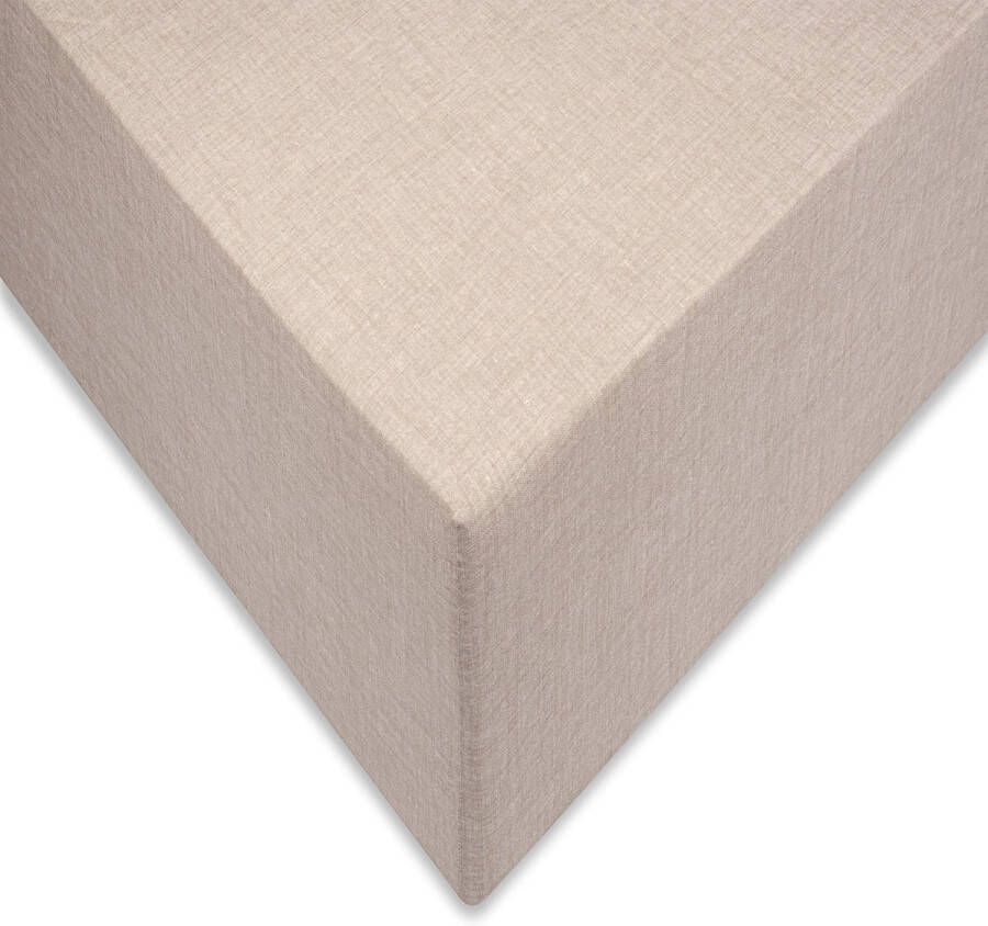 Zo! Home Lino katoen hoeslaken zand eenpersoons (90x210 220) rondom elastiek prachtige uitstraling