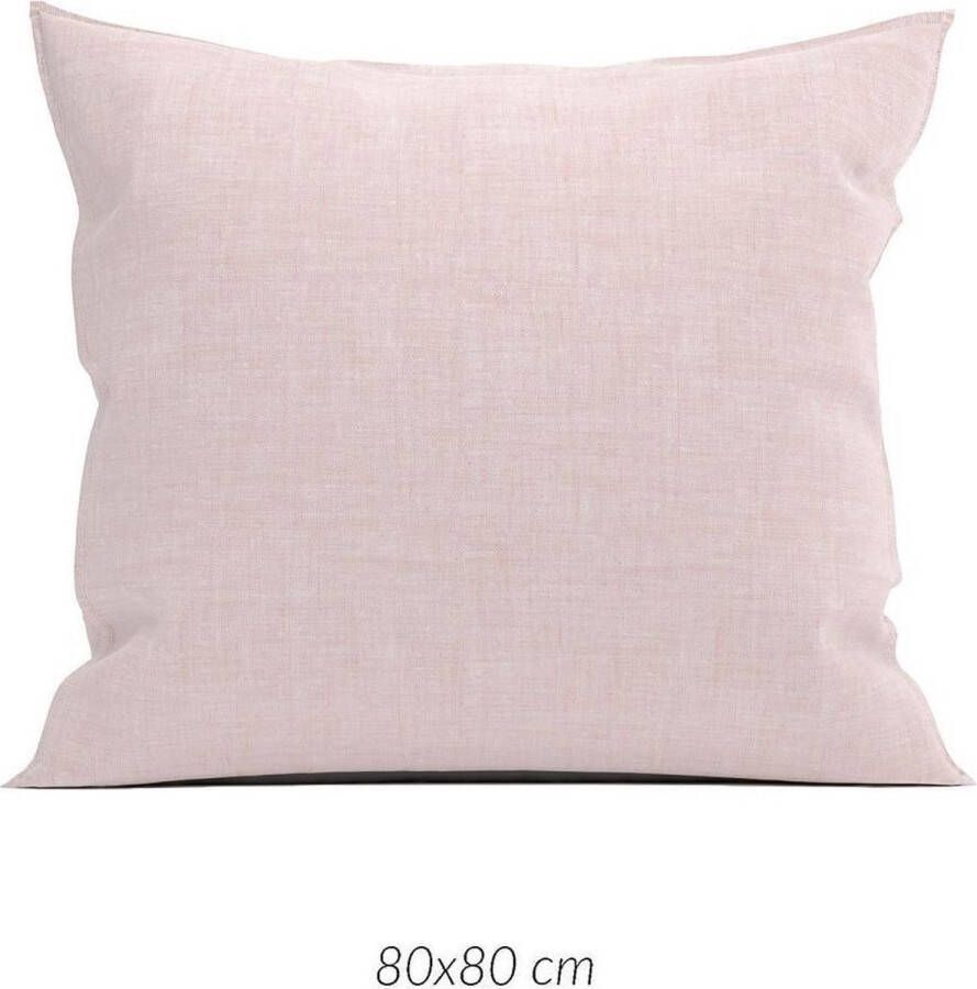 Zo! Home Lino katoen kussensloop roze 80x80 stijlvolle kleur hoogwaardige kwaliteit