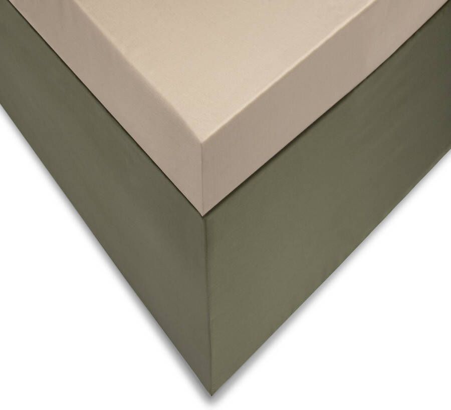 Zo! Home Satinado katoen satijn topper hoeslaken zand lits-jumeaux (180x210 220) luxe uitstraling rondom elastiek