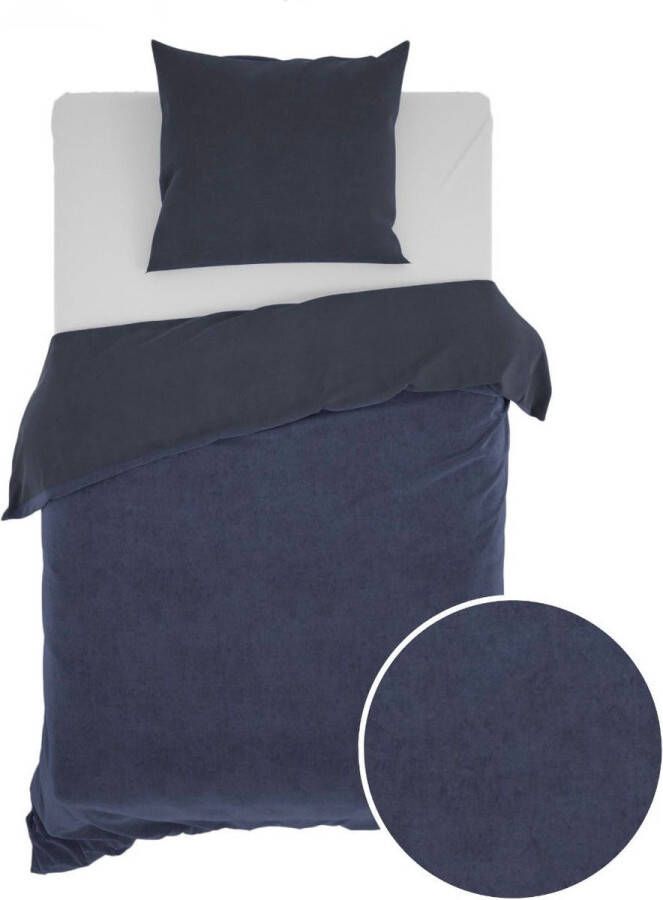 Zo Home Zo! Home dekbedovertrek Velluto Navy Blauw 1-Persoons 140x200 220 cm