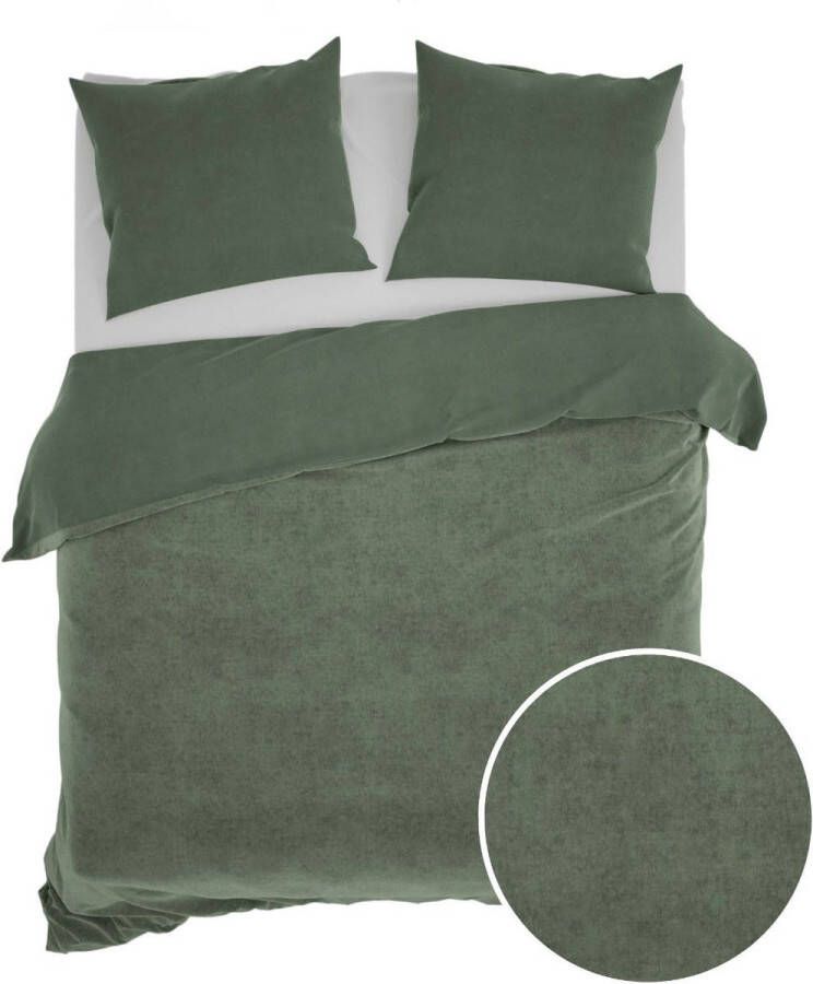 Zo! Home Velluto Dekbedovertrek Lits-jumeaux 240x200 220 cm Army Green