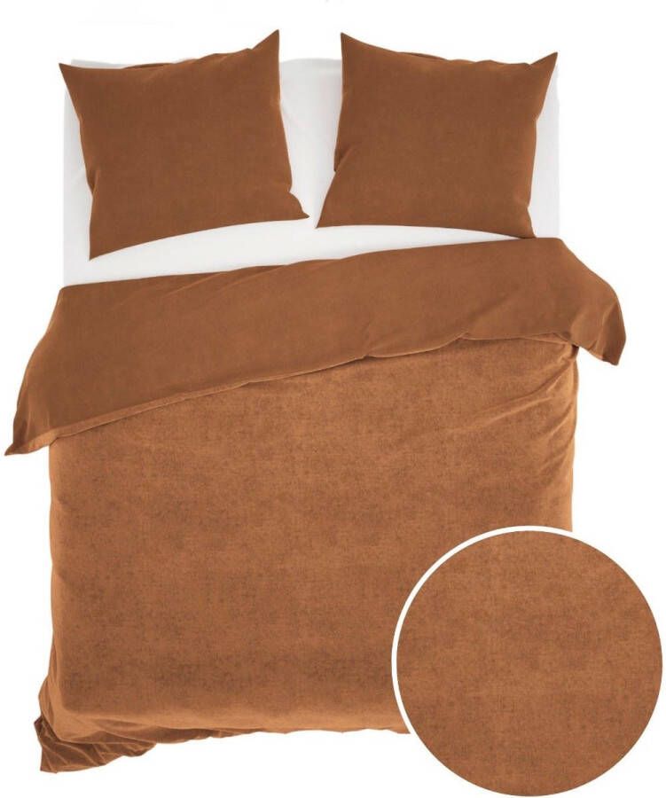 Zo! Home Velluto Dekbedovertrek Lits-jumeaux 240x200 220 cm Cognac Brown