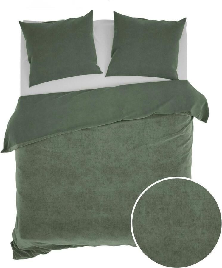 Zo Home Zo! Home dekbedovertrek Velluto Army Groen 2-Persoons 200x200 220 cm