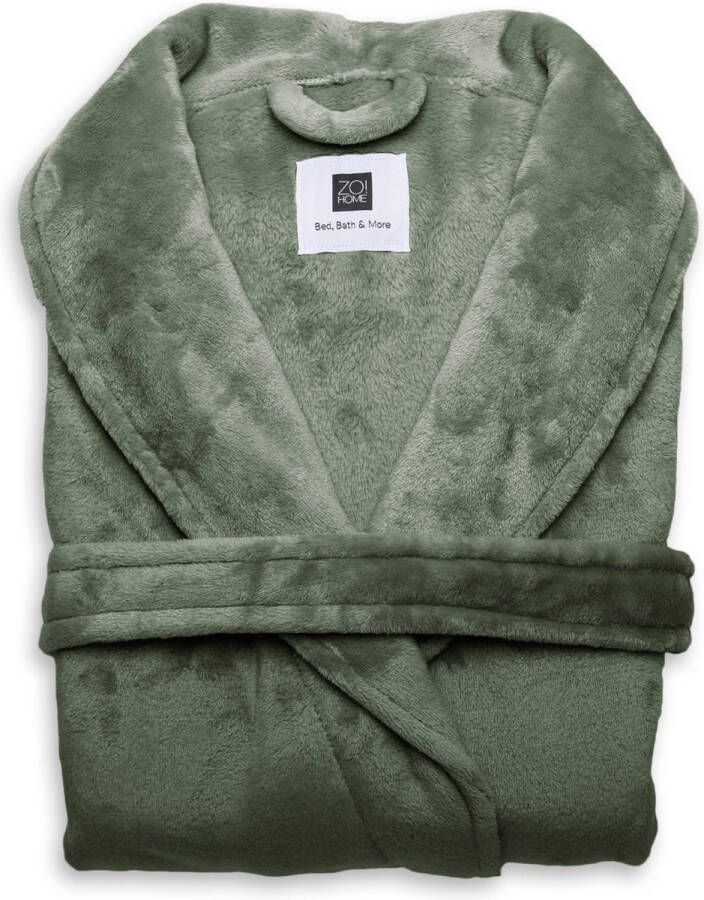 Zo! Home ZoHome Cara Badjas Lang Fleece Maat L Olive Green