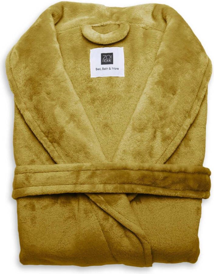 Zo! Home ZoHome Cara Badjas Lang Fleece Maat XL Honey Gold