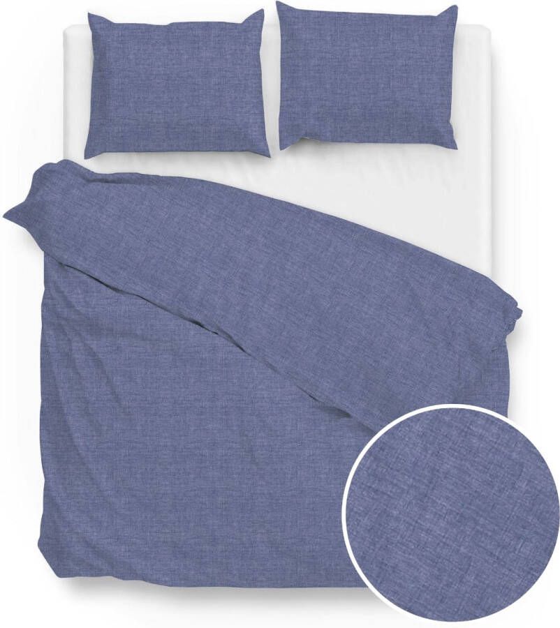 Zo! Home ZoHome Lino Dekbedovertrek Eenpersoons 140x200 220 cm Bonnet Blue