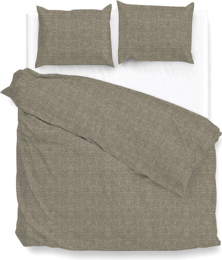 Zo! Home ZoHome Lino Dekbedovertrek Lits-jumeaux 240x200 220 cm Palm Taupe