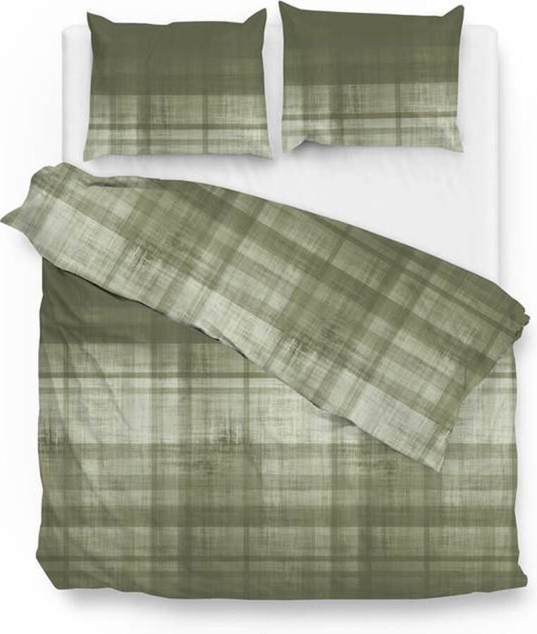 Zo! Home Zo!Home Marley Dekbedovertrek- Flanel Tweepersoons 200x200 220 cm kalamata green