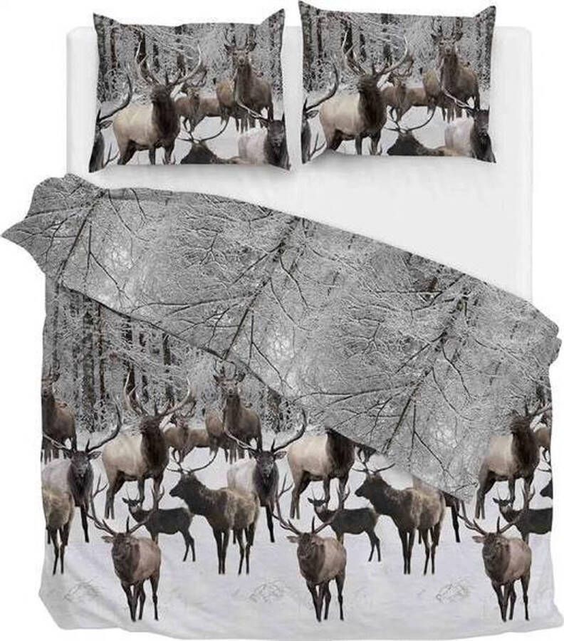 Zo! Home Zo!Home Reindeer Flanel Dekbedovertrek Lits-jumeaux 240x200 220 cm + 2 kussenslopen 60x70 cm Grey