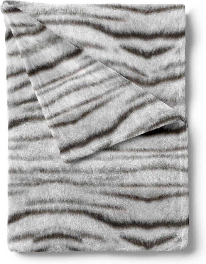 Zo! Home ZoHome Siberian White Tiger Plaid Fleece Plaid 140x200cm Grey