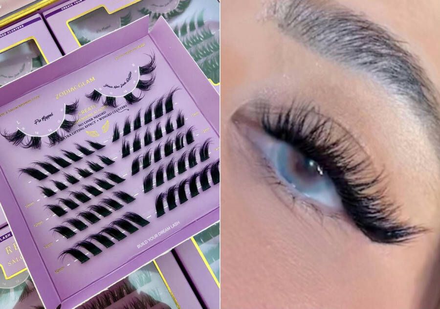 ZodiacGlam DIY Lashes UNIEKE L KRUL Cat Eye Fox Eye Eyeliner wimpers Blijven 5-7+ Dagen Zitten Mix 10-12-14-16mm Vegan Eyelashes Nep Wimpers Individuele wimpers