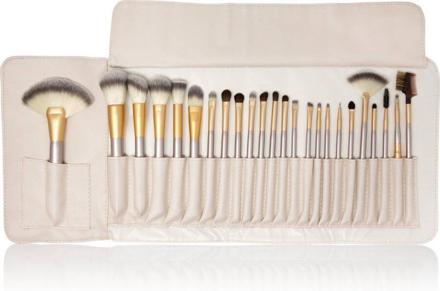 Zoë Ayla 24-delige luxe make-up kwasten set -met beige reis etui van Zoe ayla brush oogschaduw poederkwast cosmetica