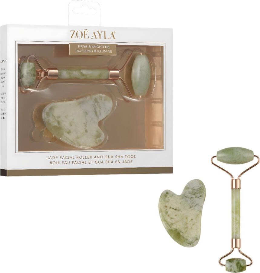 Zoë Ayla jade roller met gua sha steen Gezichtsroller Face roller Gua sha schrapers 100% echte jade Gezichtsmassage