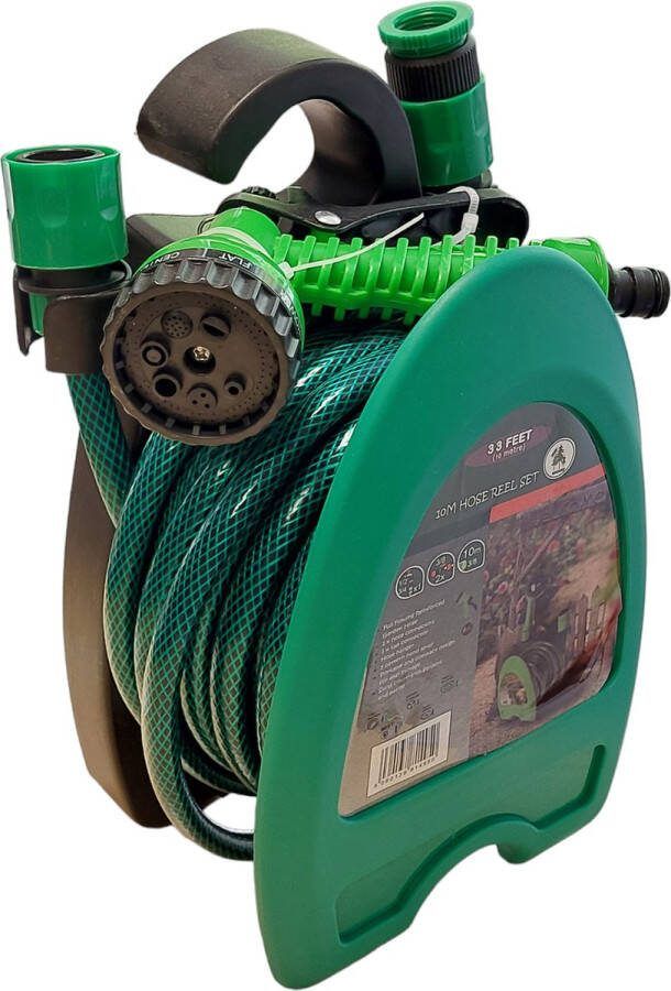 Zoem enterprise Zoem Tuinslangenset klein formaat 10 meter mini compact compleet sproeier- tuin inclusief houder 7 standen 3 8 inclusief koppelingen