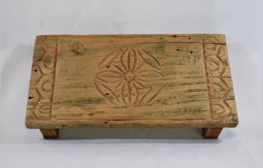 ZoeZo Design plauteautje houten plateau houtsnijwerk oosters robuust hout kaarsenplateau