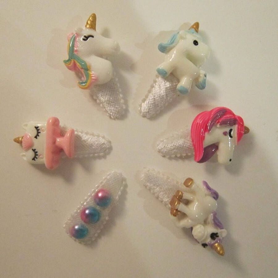 ZoeZo Design Set van 6 baby peuter haarclips haarspeldjes van Unicorn