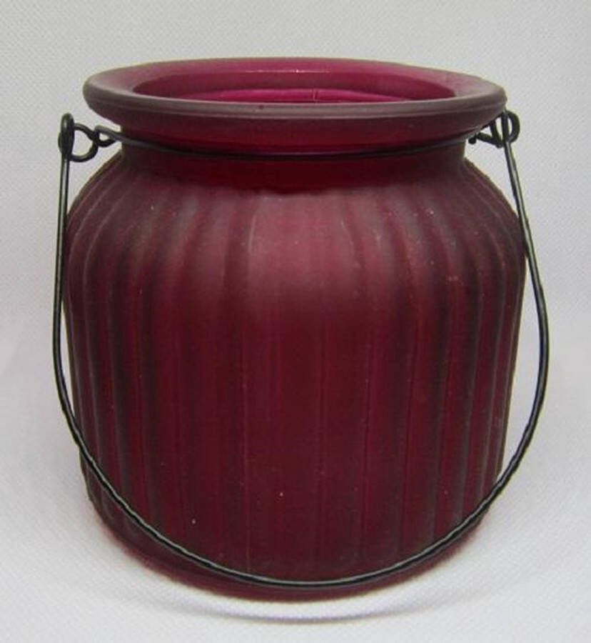 ZoeZo Design Waxinelichtjeshouder in bordeaux rood met zwart metaal glas 10 5 x 11 cm Ø