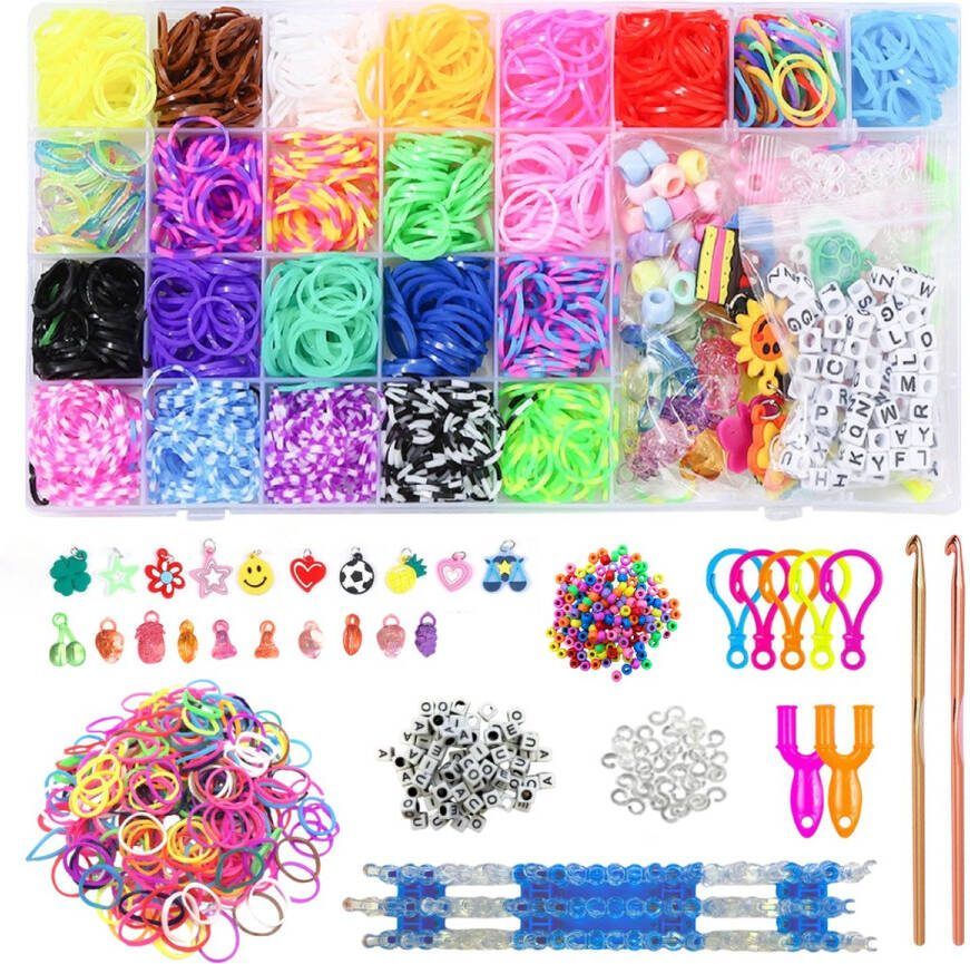 ZoeZo Design ZoeZo Loombandjes Starterspakket Loomelastiekjes Loomen Loom pakket Latexvrij 2470-Delig Veel accessoires Knutselset