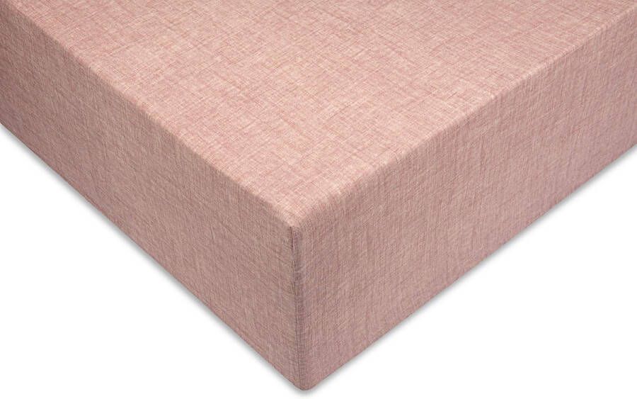 Zo Home Lino Hoeslaken Katoen Linnen Look 35cm Hoek old rose 90x210 220cm