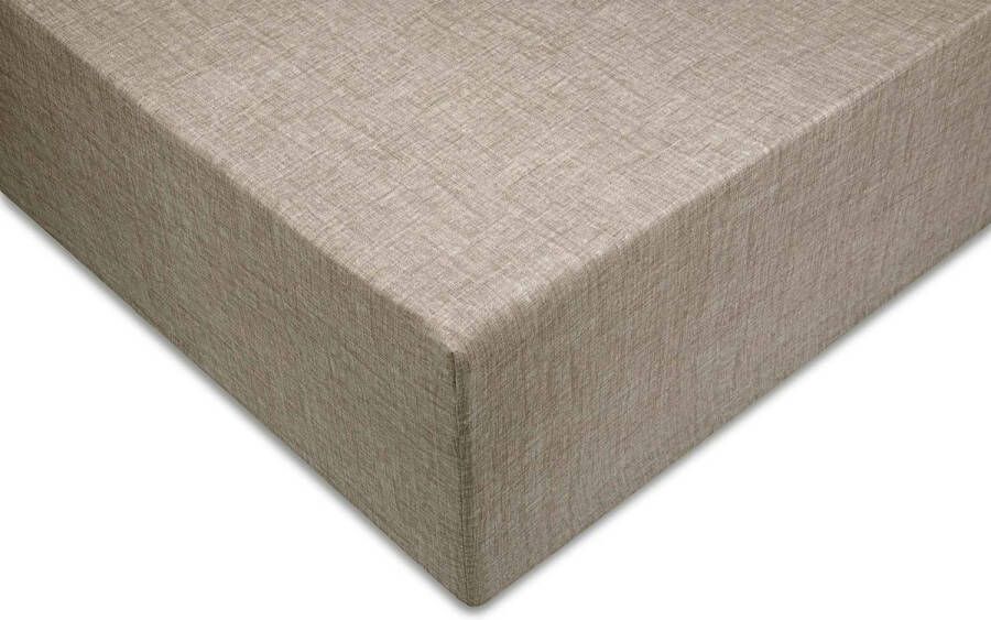 Zo Home Lino Hoeslaken Katoen Linnen Look 35cm Hoek palm taupe 90x210 220cm