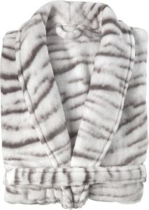 Zohome Siberian White Tiger Badjas Lang Flanel Fleece Maat XL Grey Badjas Badjas