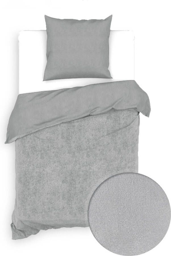 Zo!Home ZoHome Lava-Grey Dekbedovertrek Velluto 140x200-220 cm + 1 sloop 60x70 cm voorkant: 100% Polyester achterkant: 100% katoen