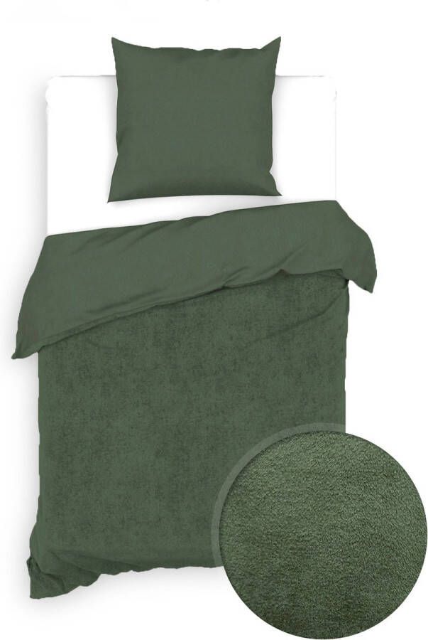 Zo!Home ZoHome Racing-Green Dekbedovertrek Velluto 140x200-220 cm + 1 sloop 60x70 cm voorkant: 100% Polyester achterkant: 100% katoen