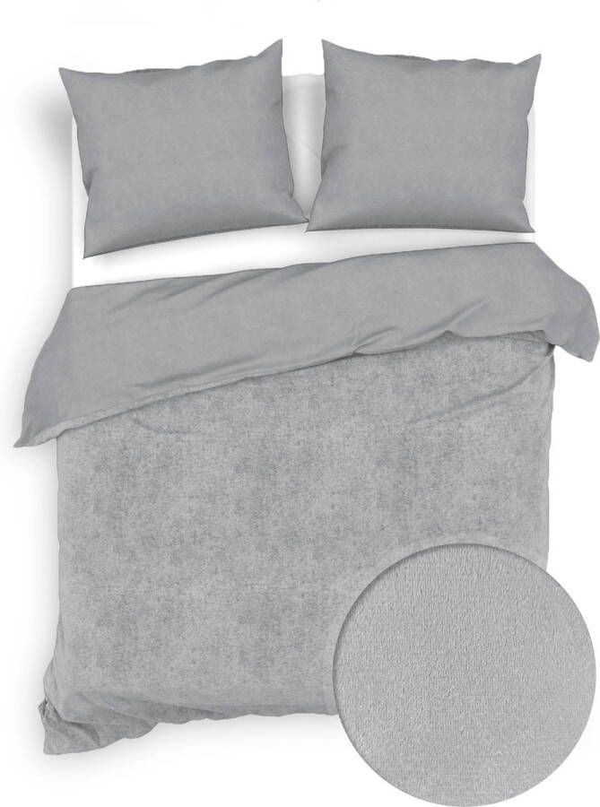 Zo!Home ZoHome Lava-Grey Dekbedovertrek Velluto 240x200-220 cm + 2 slopen 60x70 cm voorkant: 100% Polyester achterkant: 100% katoen