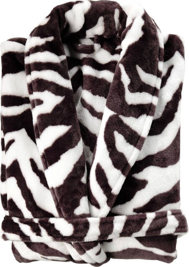 Zohome Zebra Badjas Lang Flanel Fleece Maat XL Brown Badjas Dames Badjas Heren