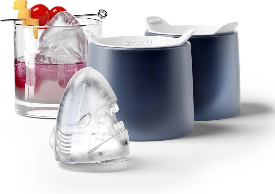 Zoku IJsblokjes Vorm Haai Set van 2 Stuks Polypropyleen Siliconen BPA vrij Blauw
