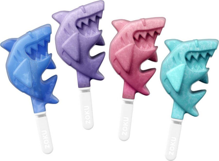 Zoku IJslolly Maker Pop Maker Haai Set voor 4 IJsjes BPA vrij Polypropyleen Siliconen