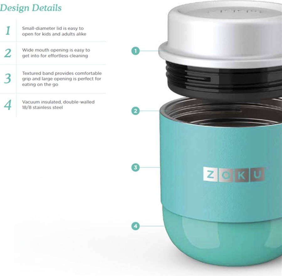 Zoku Neat Stack Voedselcontainer 295 ml Roestvast Staal Grijs