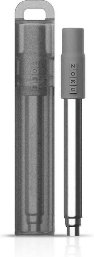 Zoku Pocket Straw Herbruikbaar Rietje RVS Polypropyleen Siliconen Grijs