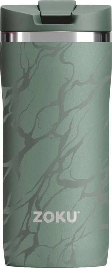 Zoku Thermosbeker 355 ML RVS Polypropyleen BPA vrij Groen met Print