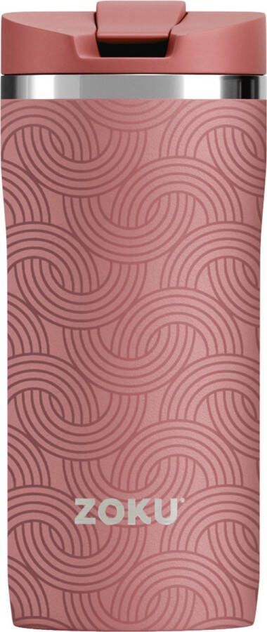 Zoku Thermosbeker 355 ML RVS Polypropyleen BPA vrij Roze met Print
