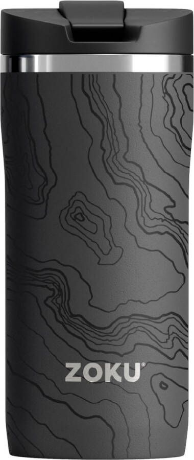 Zoku Thermosbeker 355 ML RVS Polypropyleen BPA vrij Zwart met Print