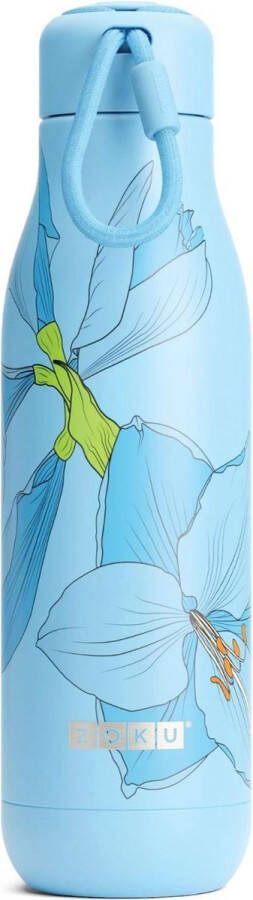 Zoku Thermosfles RVS 750 ml Blauw Bloem Design | Hydration