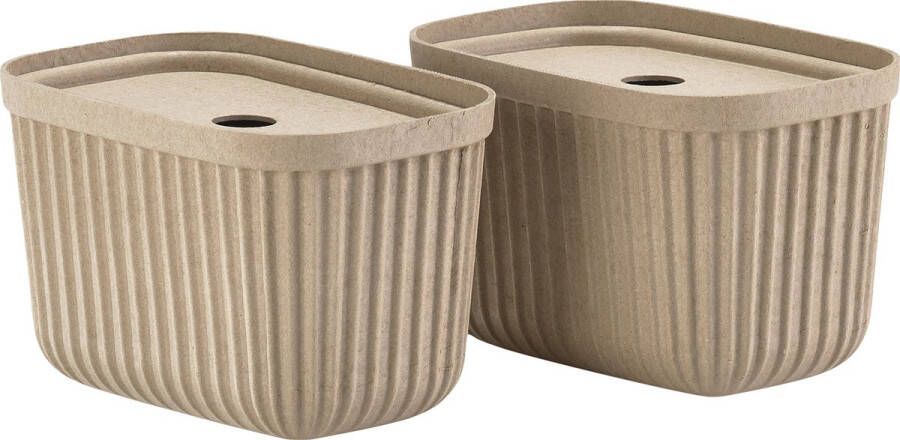 Zone Denmark Pulp Opbergdoos 23 x 15 x 15 cm 2 stuks Natural Brown