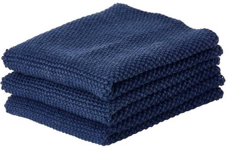 Zone Denmark Vaatdoek donker blauw 3 stuks 100% katoen 27x27 cm