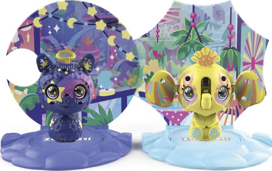 Zoobles Speelset Llama And Elephant Junior Paars wit 6-delig