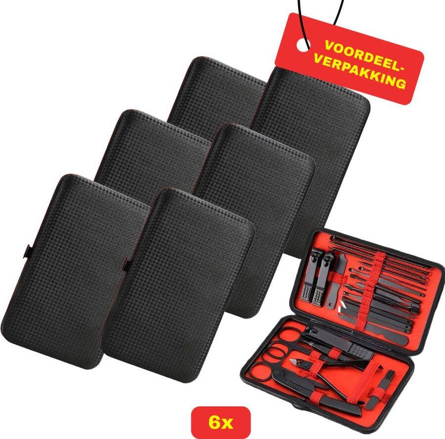 Zorg & Hygiënewinkel 6x Nagelknipper Manicure Set Met 24 Handige Gereedschappen Voordeelverpakking!