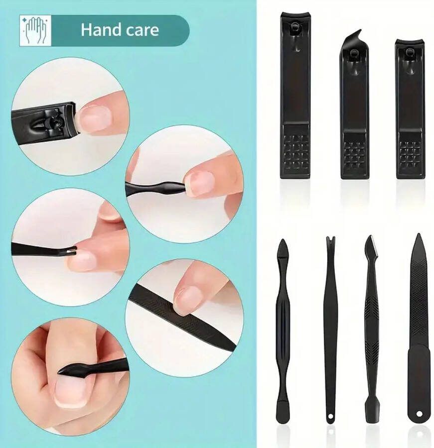 Zorg & Hygiënewinkel Manicure Gereedschapset 24-delig Zwart