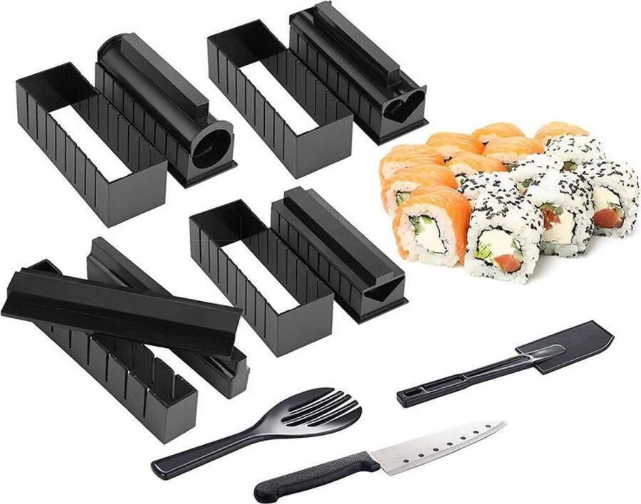 Zouro Sushi Maker Kit Sushi Maker Tool Sushi Roller 11-delige Sushi Set Met Nederlandse beschrijving en 3 beginners recepten