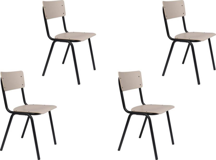 Zuiver Back To School Matte eetkamerstoel Beige set van 4