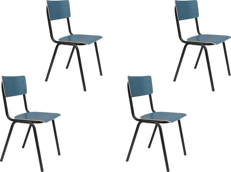 Zuiver Back To School Eetkamerstoel Matte Petrol Set van 4