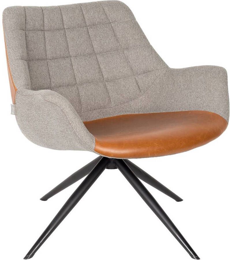Zuiver Draaifauteuil Doulton PU en stof Grijs Bruin