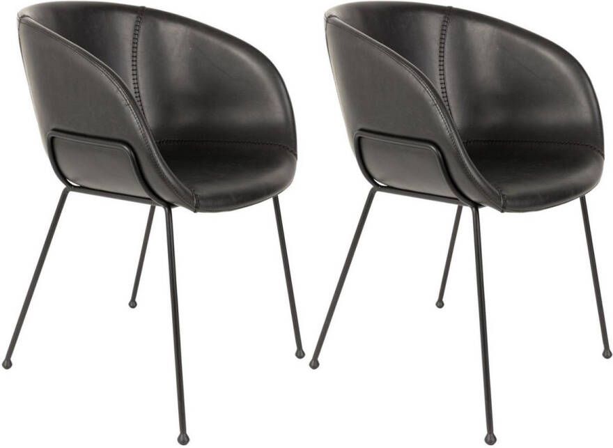 Zuiver Feston Eetkamerstoelen met armleuning Zwart Set van 2