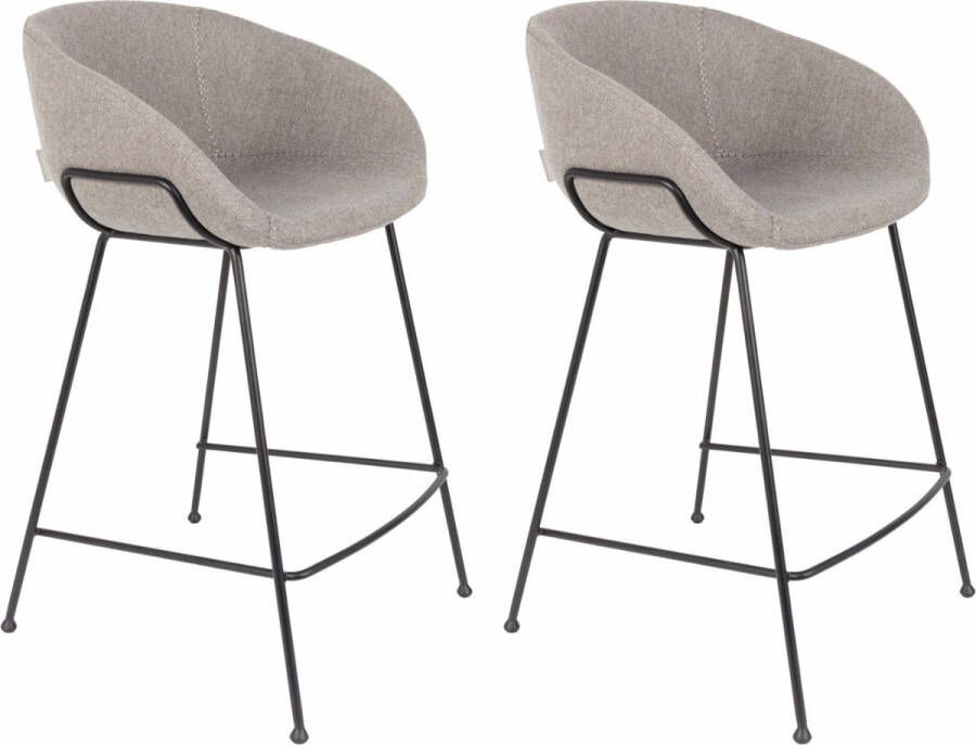 Zuiver Feston Fab Barkruk 76 cm Grijs Set van 2