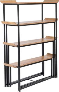 Zuiver Wandrek Flodka Hout en staal Set van 4 stuks Zwart